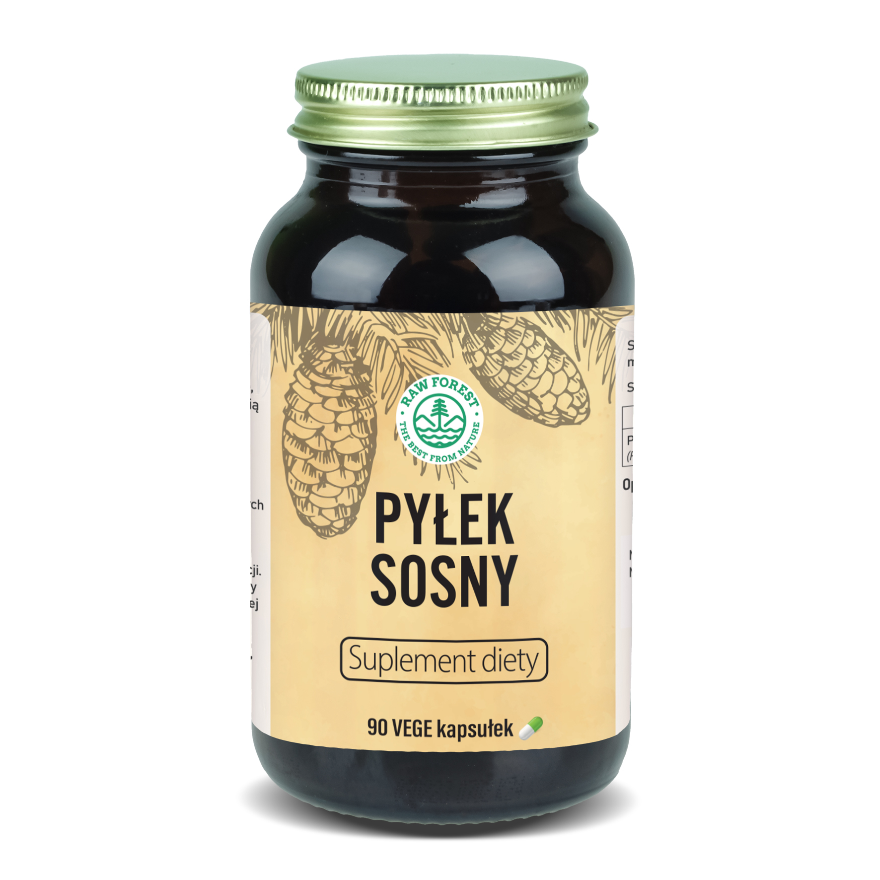 pylek-sosny-kapsulki.jpg Pyłek sosny ze zmiażdżonymi skorupkami - 90 kaps. RawForest - obrazek 1