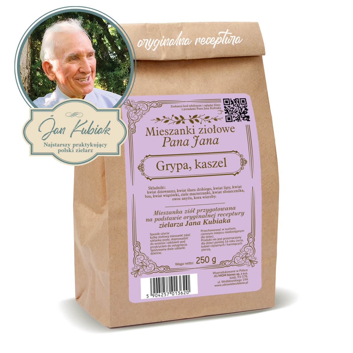 ziola-pana-jana-kubiaka-astma-250g.jpg Zioła Pana Jana Kubiaka - KASZEL, GRYPA - mieszanka ziołowa - 250g - obrazek 1