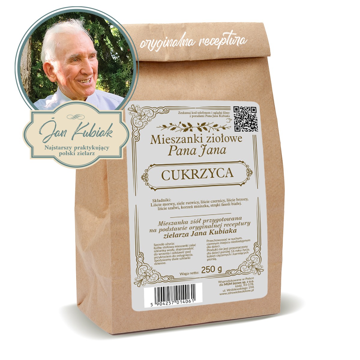 ziola-pana-jana-kubiaka-cukrzyca-250g.jpg Zioła Pana Jana Kubiaka - CUKRZYCA - mieszanka ziołowa - 250g - obrazek 1