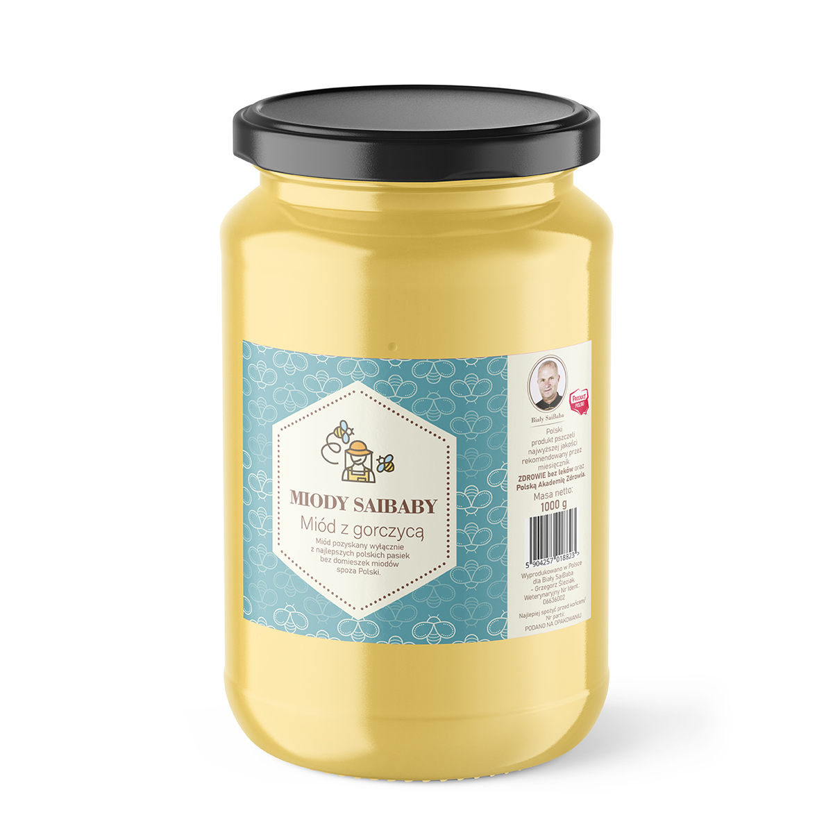 Exclusive Mockups for Branding and Packaging Design Miód z gorczycą - 1000 g - obrazek 1